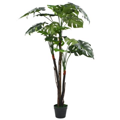 vidaXL Изкуствено растение монстера в саксия, 130 см, зелено