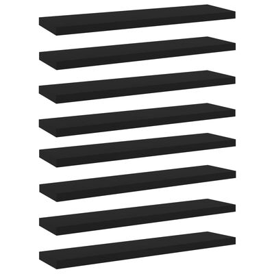 vidaXL Рафтове за етажерка, 8 бр, черни, 40x10x1,5 см, ПДЧ