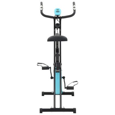 vidaXL Магнитен велотренажор X-Bike с измерване на пулс, черно и синьо