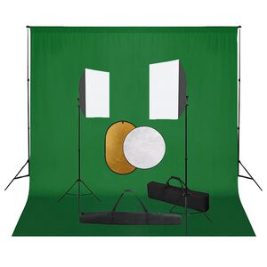 vidaXL Фотографски комплект за студио със софтбокс, фон и рефлектор