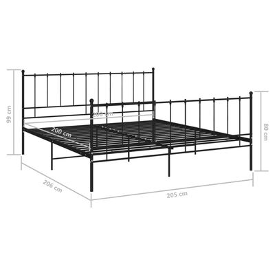 vidaXL Рамка за легло, черна, метал, 200x200 cм