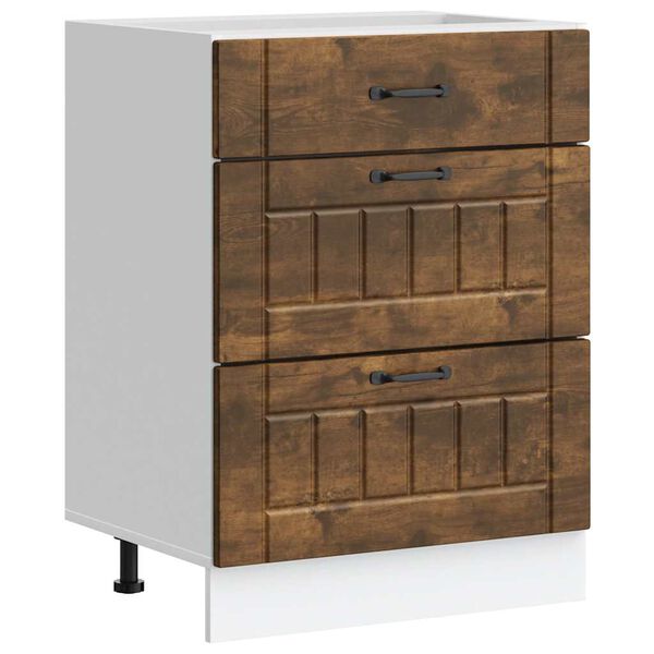 vidaXL Кухненски шкаф Lucca, опушен дъб, инженерно дърво