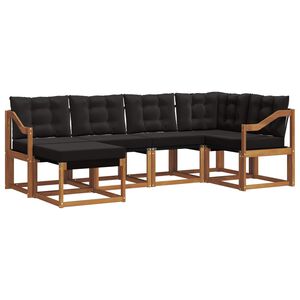 vidaXL Комплект дивани за открито 6 pcs Естествено и черно