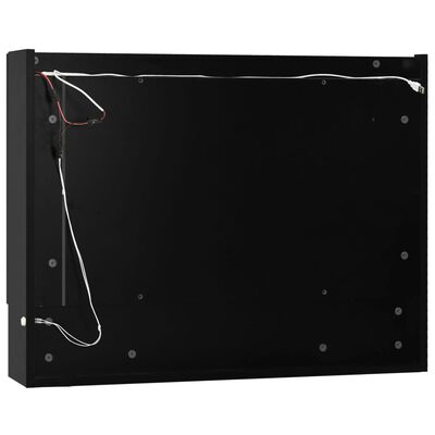 vidaXL Шкаф с LED огледало за баня, черен, 80x15x60 см, МДФ