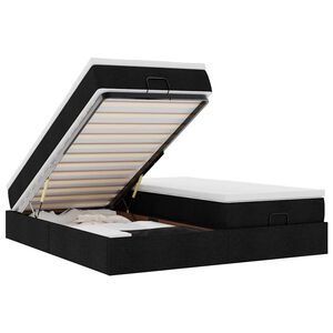 vidaXL Османска легло с матраци, черно, 160x200 см, плат