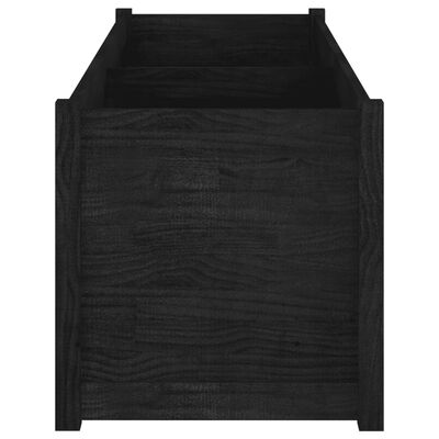 vidaXL Градински сандък, черен, 150x50x50 см, бор масив