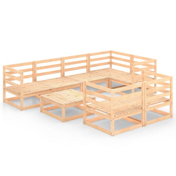 vidaXL Градински лаундж комплект, 8 части, бор масив