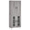 vidaXL Висок шкаф, сив сонома, 69,5x34x180 см, инженерно дърво
