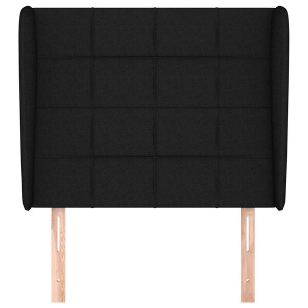 vidaXL Горна табла за легло с уши, черна, 83x23x118/128 см, плат