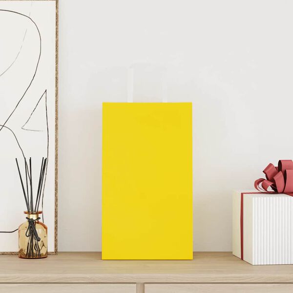 vidaXL Хартиени торбички 250 бр с дръжки жълти 21x11x36 см