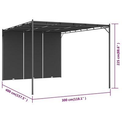 vidaXL Градинска шатра със странична завеса 4x3х2,25 м антрацит
