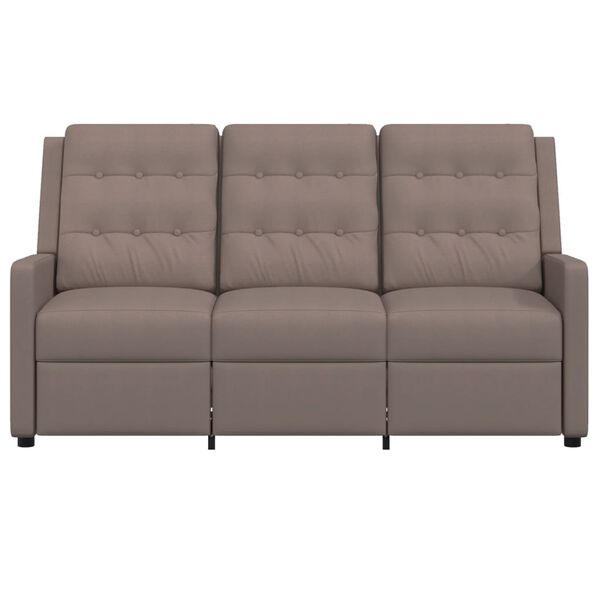 vidaXL 3-местен масажен реклайнер, таупе, текстил