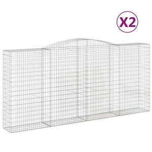 vidaXL Габионни кошници арка 2 бр 400x50x180/200 см поцинковано желязо