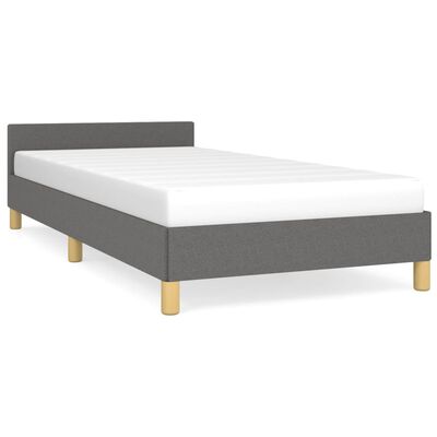 vidaXL Рамка за легло с табла, тъмносива,90x200 см плат