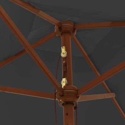 vidaXL Градински чадър с дървен прът, антрацит, 198x198x231 см