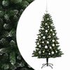 vidaXL Изкуствена коледна елха с топки 150 см 150 LED светодиода