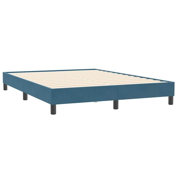 vidaXL Box Spring легло без матрак Тъмно синьо 140x210 cm кадифе