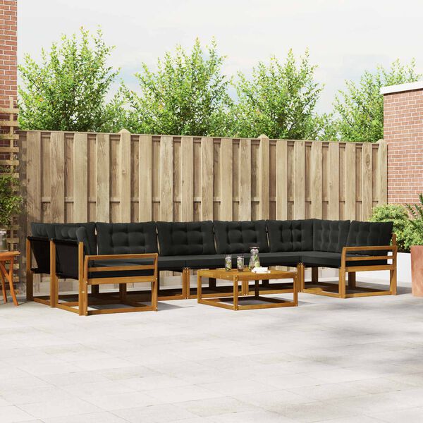 vidaXL Комплект дивани за открито 8 pcs Естествено и черно