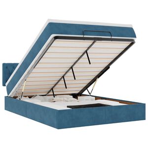 vidaXL Османска легло с матрак и LED, тъмносиньо, 140x200 см, кадифе