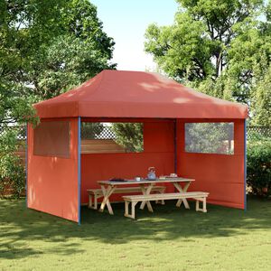 vidaXL Сгъваема парти шатра pop-up с 3 странични стени теракота