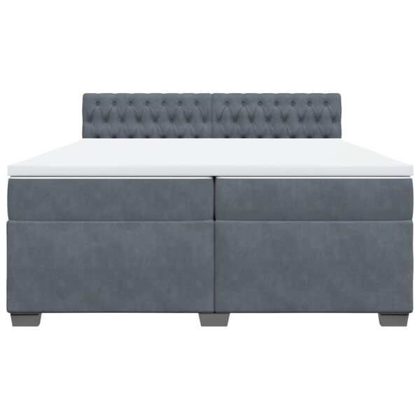 vidaXL Боксспринг легло с матрак, тъмносиво, 200x200 см, кадифе