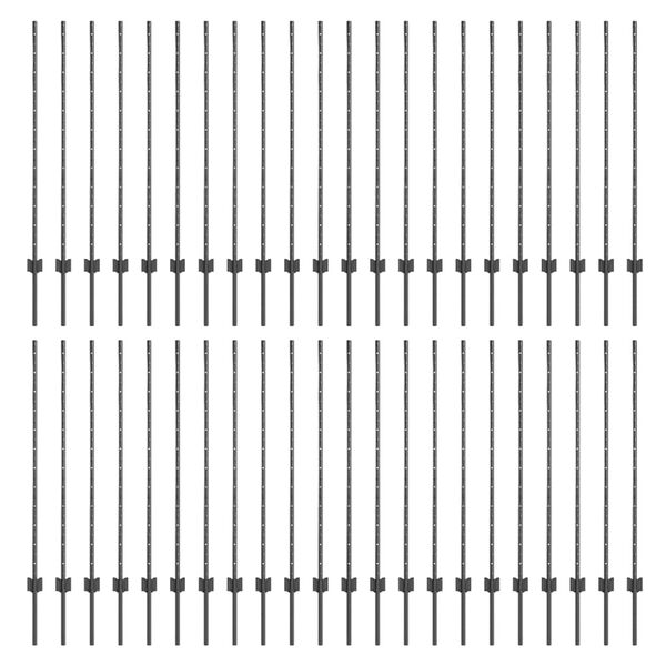 vidaXL Стълб за ограда. 88 pcs Сив 160 cm Стомана