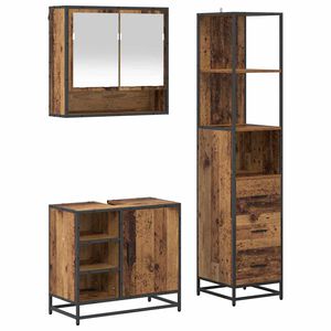 vidaXL Комплект мебели за баня 3 бр. Старо дърво 35 x 37,5 x 166 см