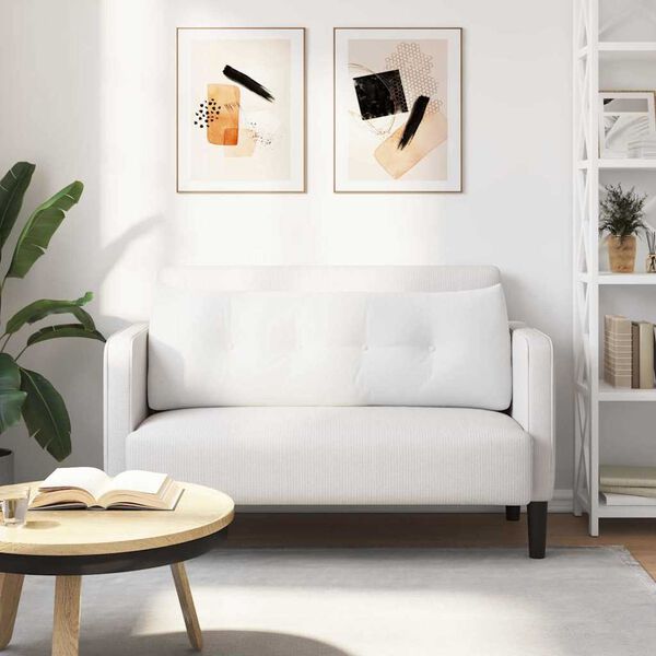 vidaXL Възглавница за гръб Бяло 140 x 24 x 50 см текстил