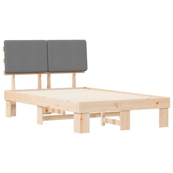 vidaXL Леглова рамка с тапицирана гръбна част Светлосиво 120 x 200 cm