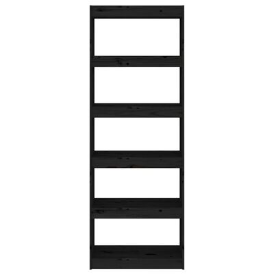 vidaXL Библиотека/разделител за стая, черна, 60x30x167,5 см, бор масив