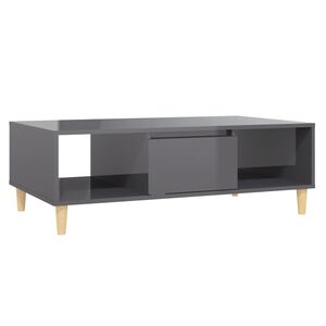 vidaXL Маса за кафе, сив гланц, 103,5x60x35 см, инженерно дърво