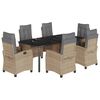 vidaXL Градински комплект с възглавници 7 части бежов микс полиратан