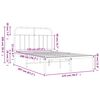 vidaXL Метална рамка за легло с горна табла, бяла, 120x200 см