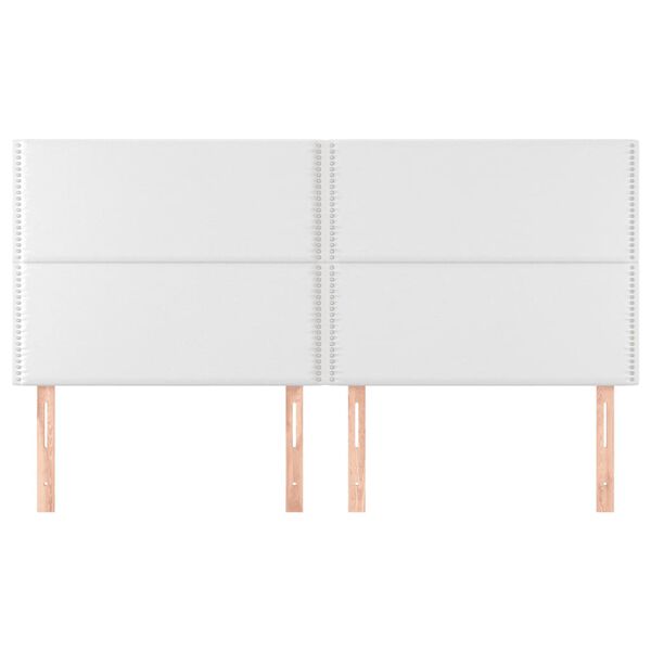 vidaXL Табла за легло, бяла, 200x5x118/128 см, изкуствена кожа