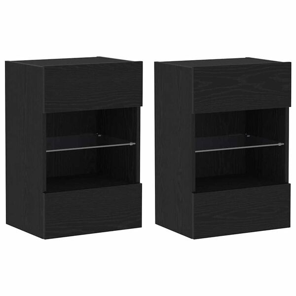 vidaXL ТВ шкаф 2 pcs Черно 40 x 30 x 60.5 см Инженерно дърво