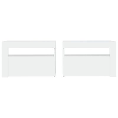 vidaXL Нощни шкафчета, 2 бр, с LED, бели, 60x35x40 см
