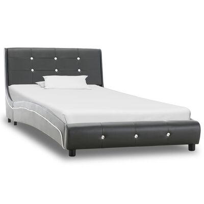 vidaXL Рамка за легло, сива, изкуствена кожа, 90x200 cм