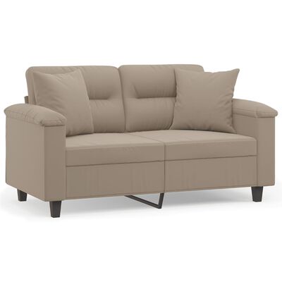 vidaXL 2-местен диван с възглавници таупе 120 см микрофибърен плат