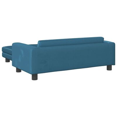 vidaXL Детски диван с табуретка за крака, син, 100x50x30 см, кадифе