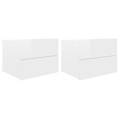 vidaXL Нощни шкафчета, 2 бр, бял гланц, 40x30x30 см, ПДЧ