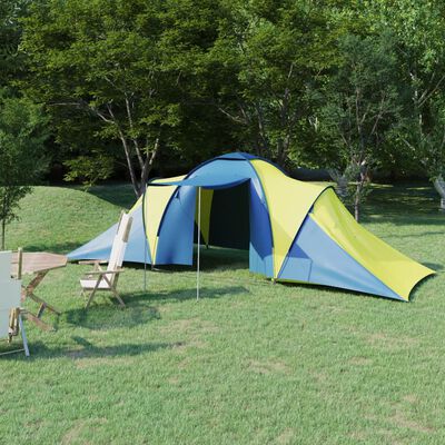 vidaXL Къмпинг палатка за 6 души синьо и жълто