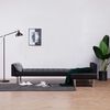 vidaXL Ъглов разтегателен диван, черен, изкуствена кожа