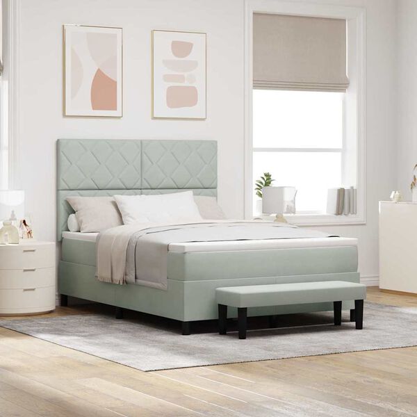 vidaXL Легло с пружинирана основа Светлосиво 140 x 200 cm Кадифе