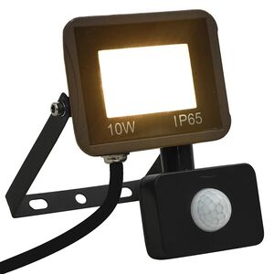 vidaXL LED прожектор със сензор, 10 W, топло бяло