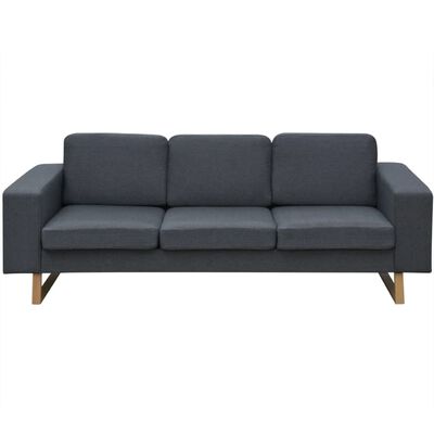 vidaXL 3-местен диван, текстил, тъмносив