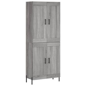 vidaXL Висок шкаф, сив сонома, 69,5x34x180 см, инженерно дърво