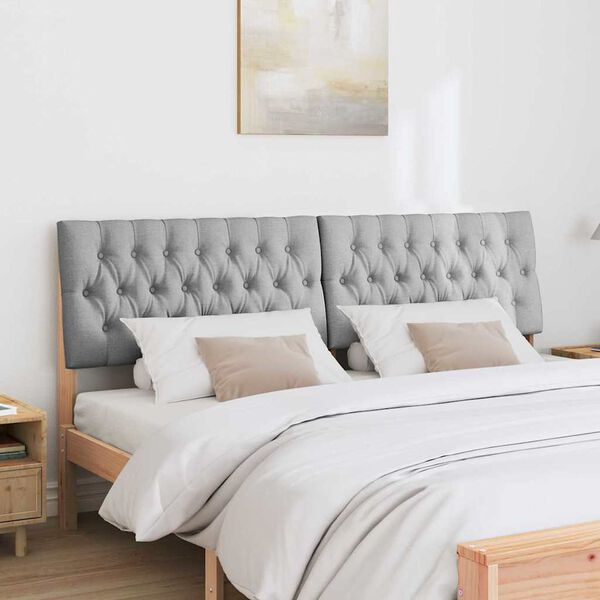 vidaXL Тапицирана табла Светлосиво 180 cm Солидно борово дърво