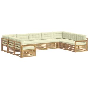 vidaXL Комплект дивани за открито с възглавница 9 pcs Бяло и кремаво