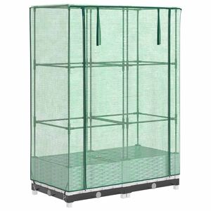 vidaXL Повдигнато легло с оранжерия калъф, ратанов вид, 80x40x123 см