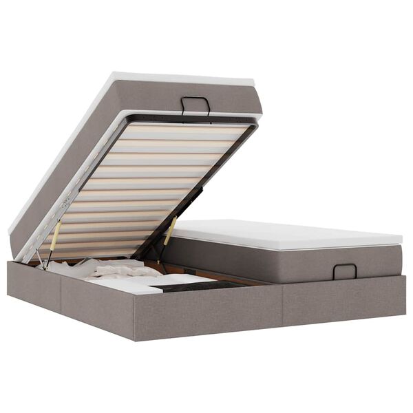 vidaXL Османска легло с матраци, таупе, 160x200 см, плат